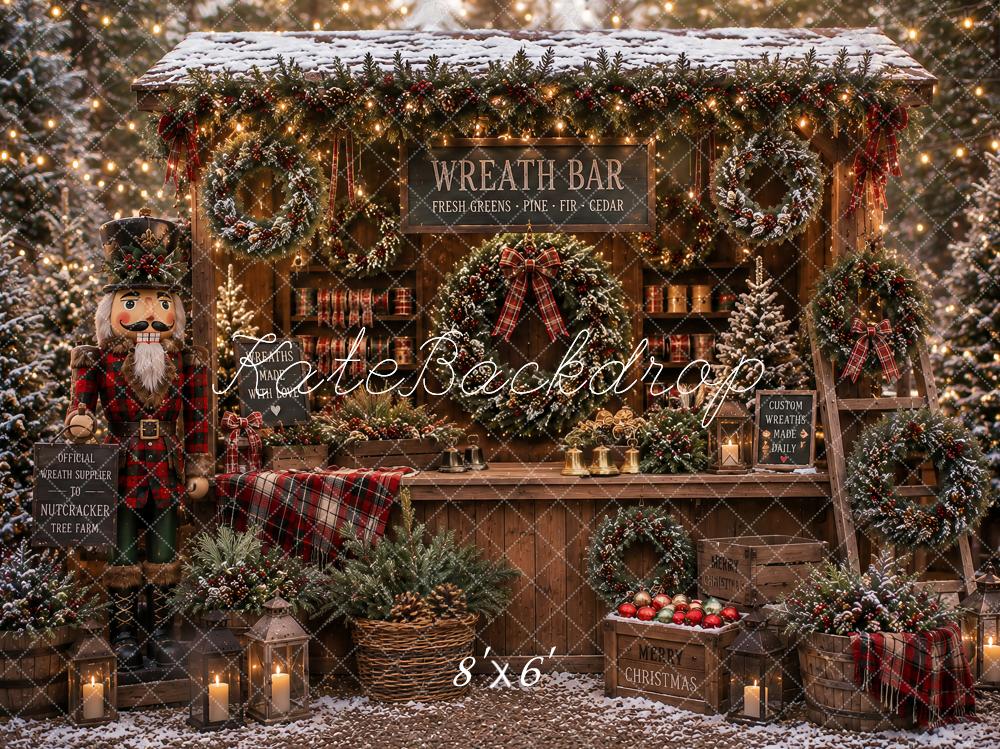 Kate Christmas Rustic Wreath Stand Nutcracker Ladder Printed Backdrop Designed by Ashley Paul