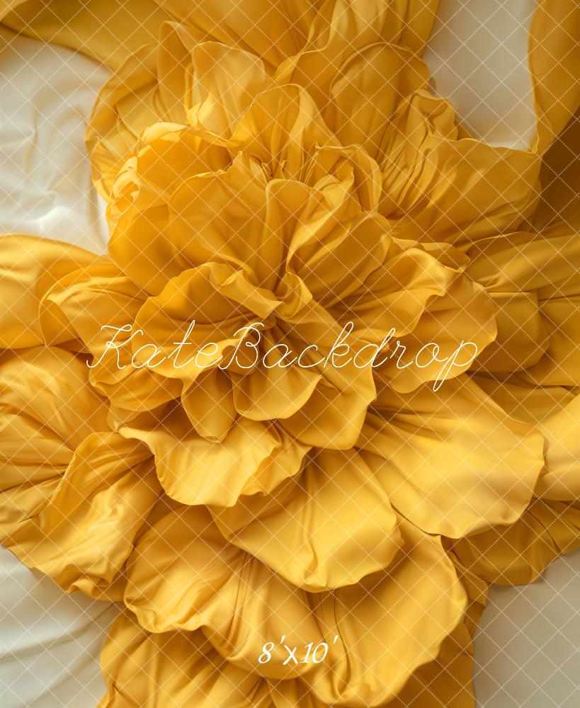 Kate Newborn Yellow Floral Texture Floor Backdrop Designed by Emetselch
