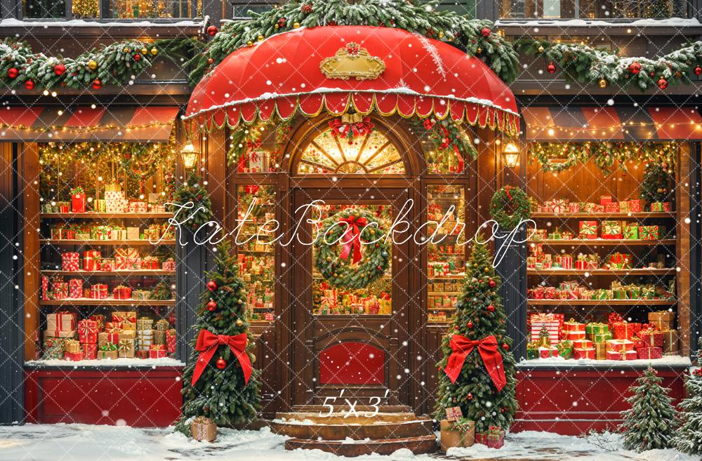Tienda de Regalos de Navidad Bow Snowy Backdrop Designed by Emetselch