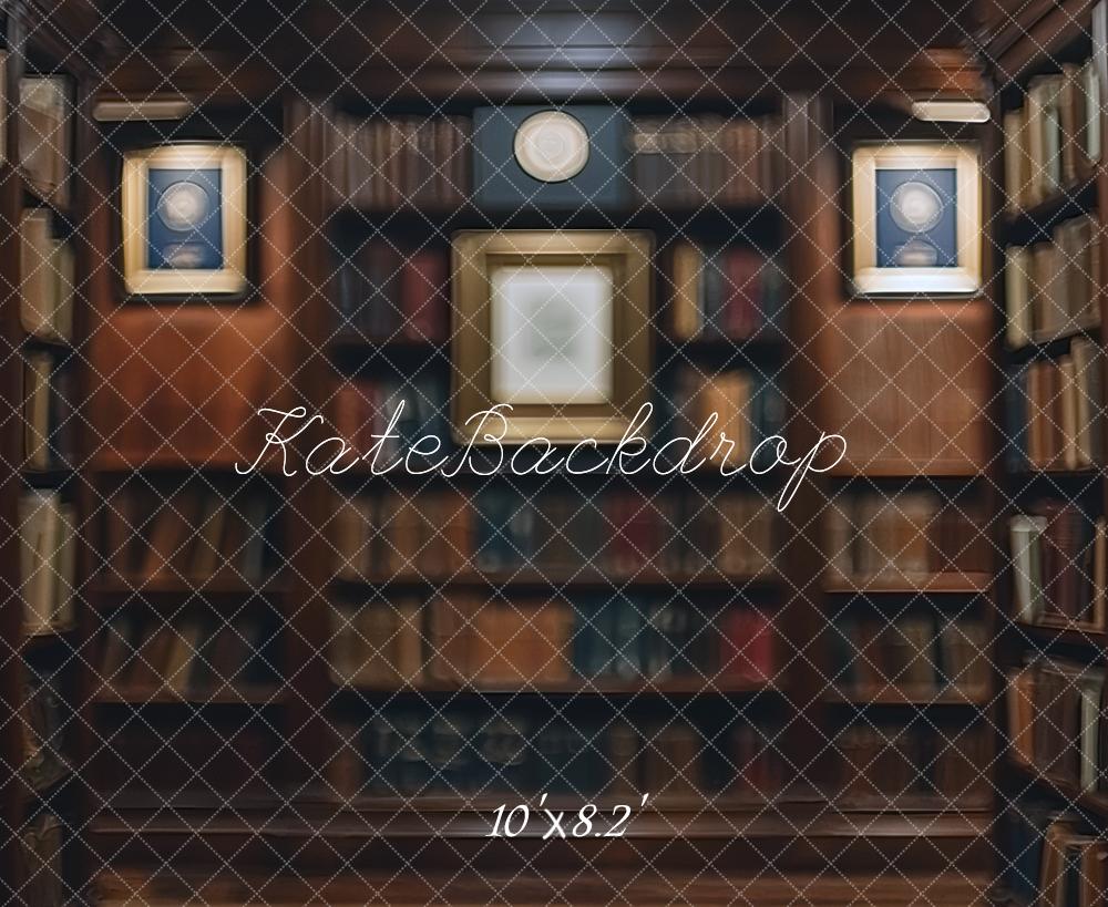 Kate Vintage Library Bookshelf Blurry Backdrop Designed by Mini MakeBelieve