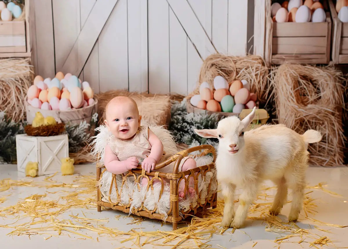 Easter Floral Egg Farmhouse Foto Achtergrond Designed by Emetselch