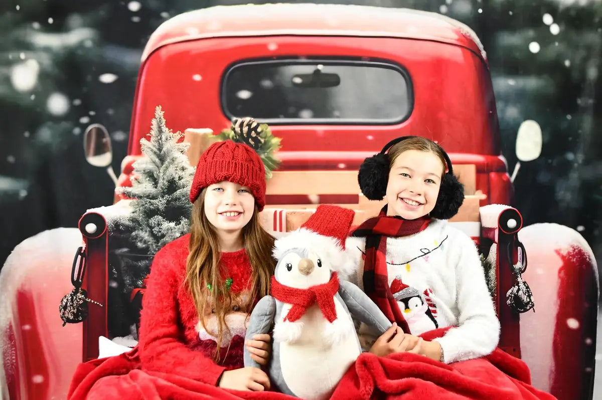 Kate Christmas Outdoor Red Car Truck Gifts Backdrop for Photography
