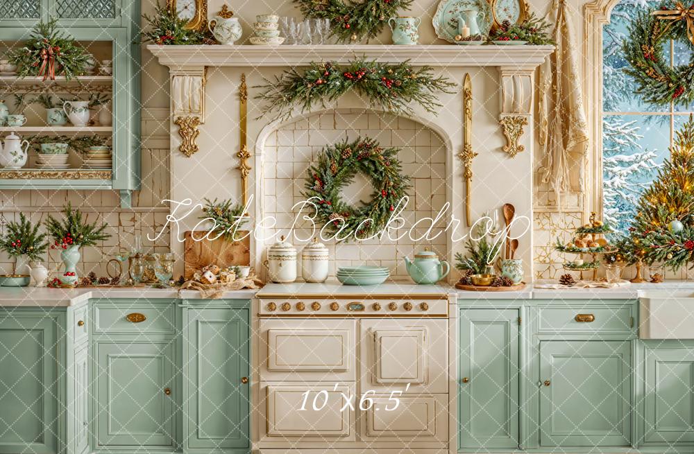 Fondo de Corona de Armarios Vintage de Cocina Navidad Designed by Emetselch