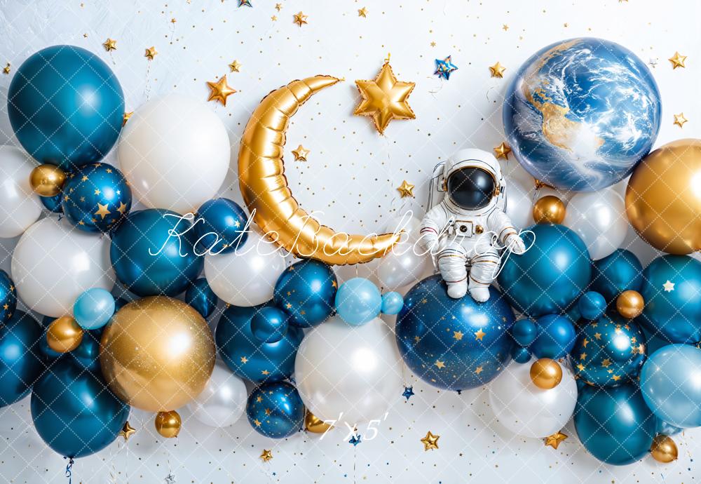 Fondo de globos de astronauta espacial para fiesta de cumpleaños de Kate diseñado por Emetselch