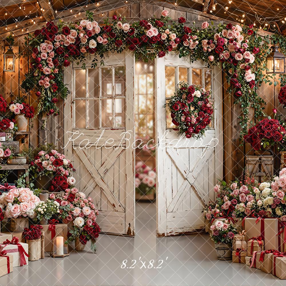 Kate Valentines Flower Arch Barn Door Wreath Lights Gifts Backdrop Designed by Emetselch