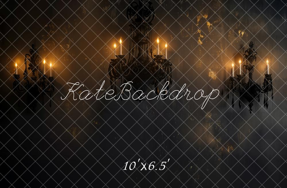 Kate Halloween Dark Chandelier Candlelight Vintage Wall Backdrop Designed by Emetselch