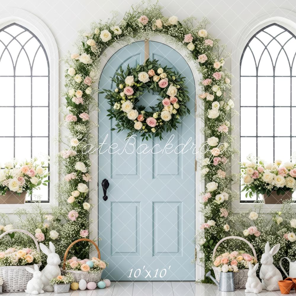 TEST Kate Easter Bunny Floral Arch Blue Door Backdrop Designed by Patty Roberts