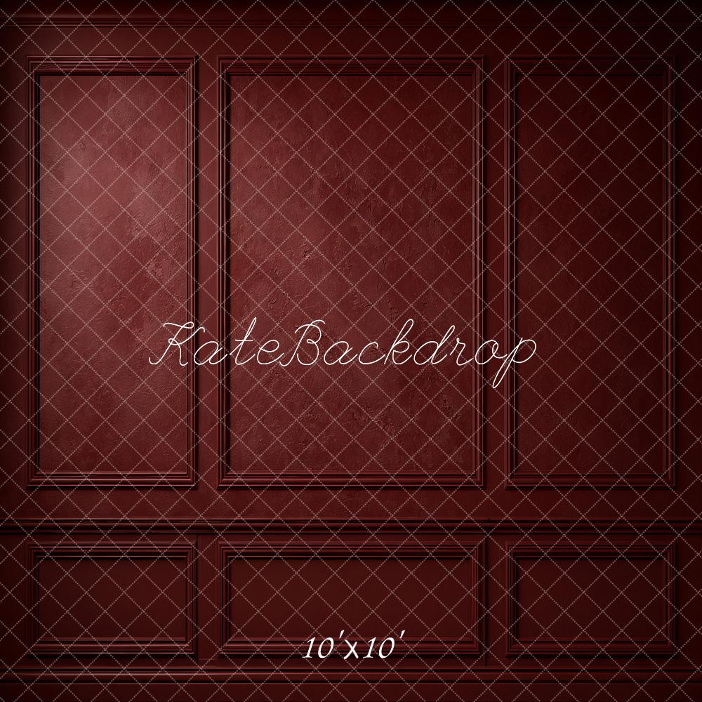 Kate Dark Red Retro Wall Panel Printed Backdrop Designed by Emetselch