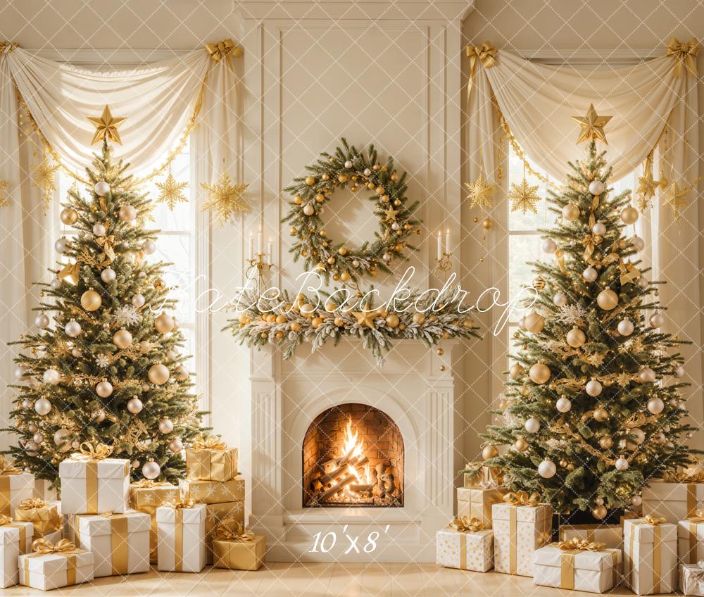 Kate Christmas Tree Fireplace Wreath Gifts Backdrop Designed by Emetselch