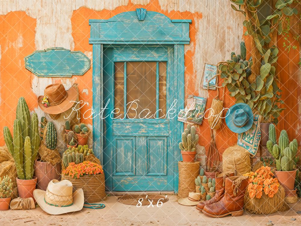 Kate Western Cowboy Desert Cactus Door Backdrop Designed by Emetselch