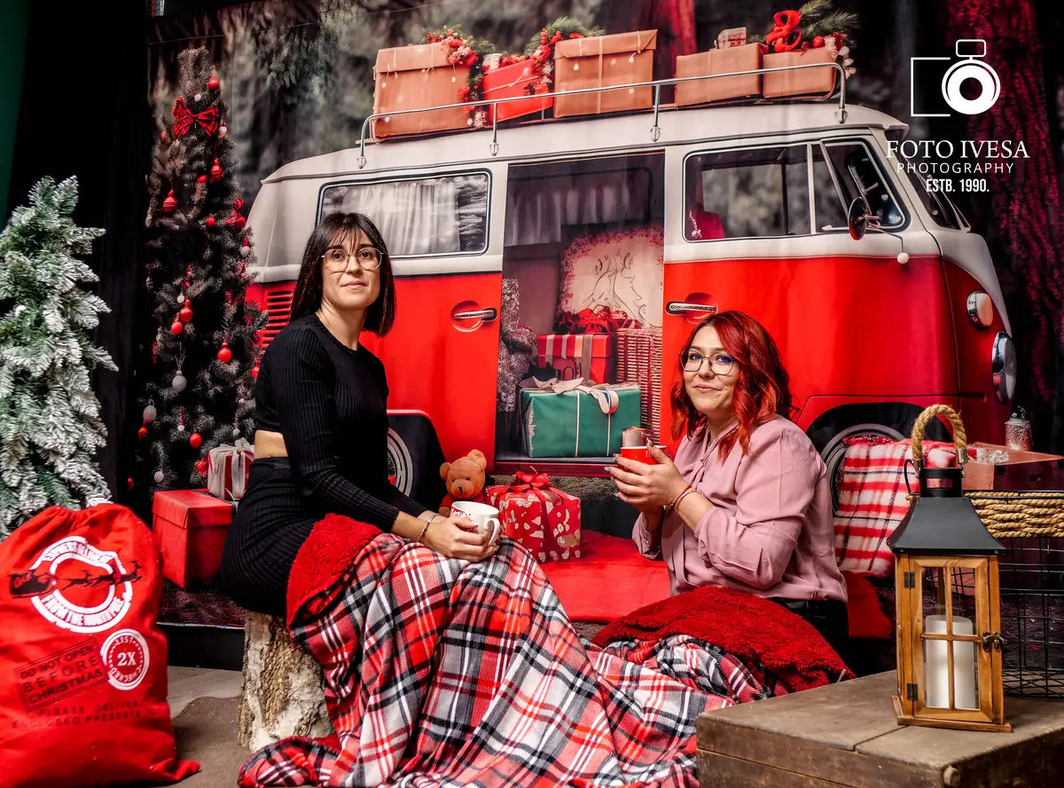 Kate Christmas Red Car Gifts Backdrop for Photography