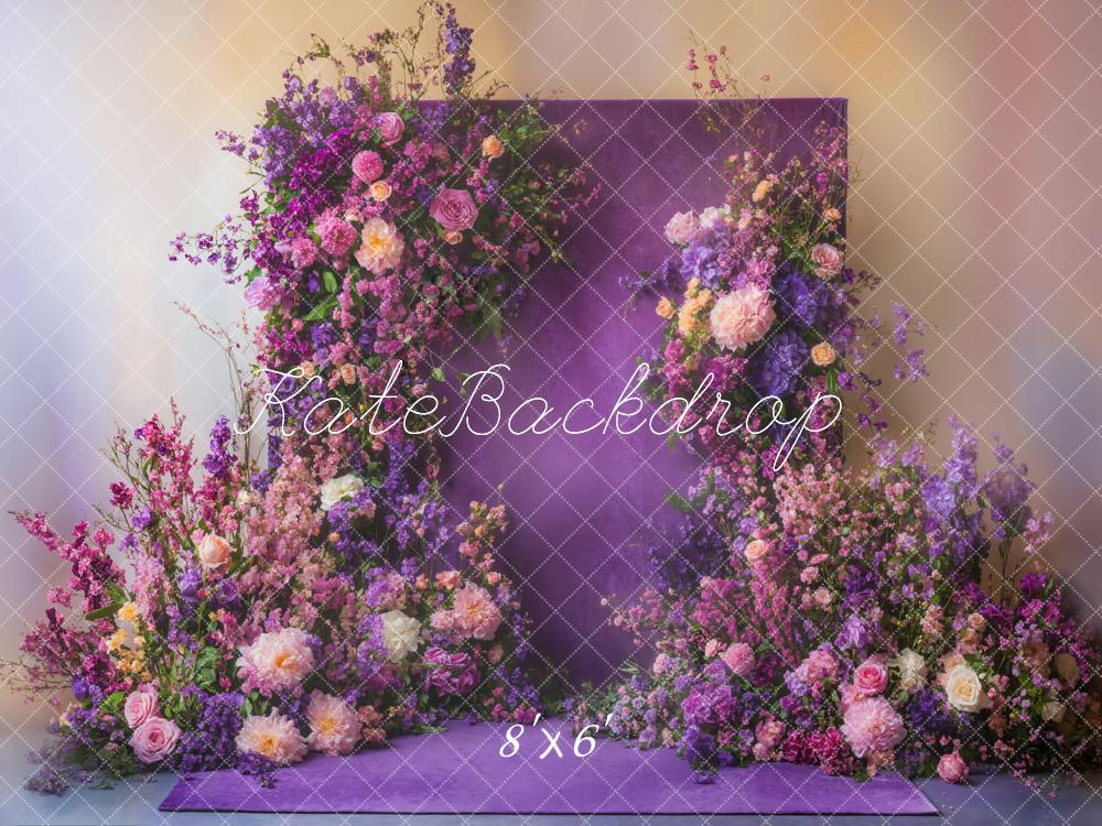 Kate Romantic Floral Arch Purple Backdrop Designed by Emetselch