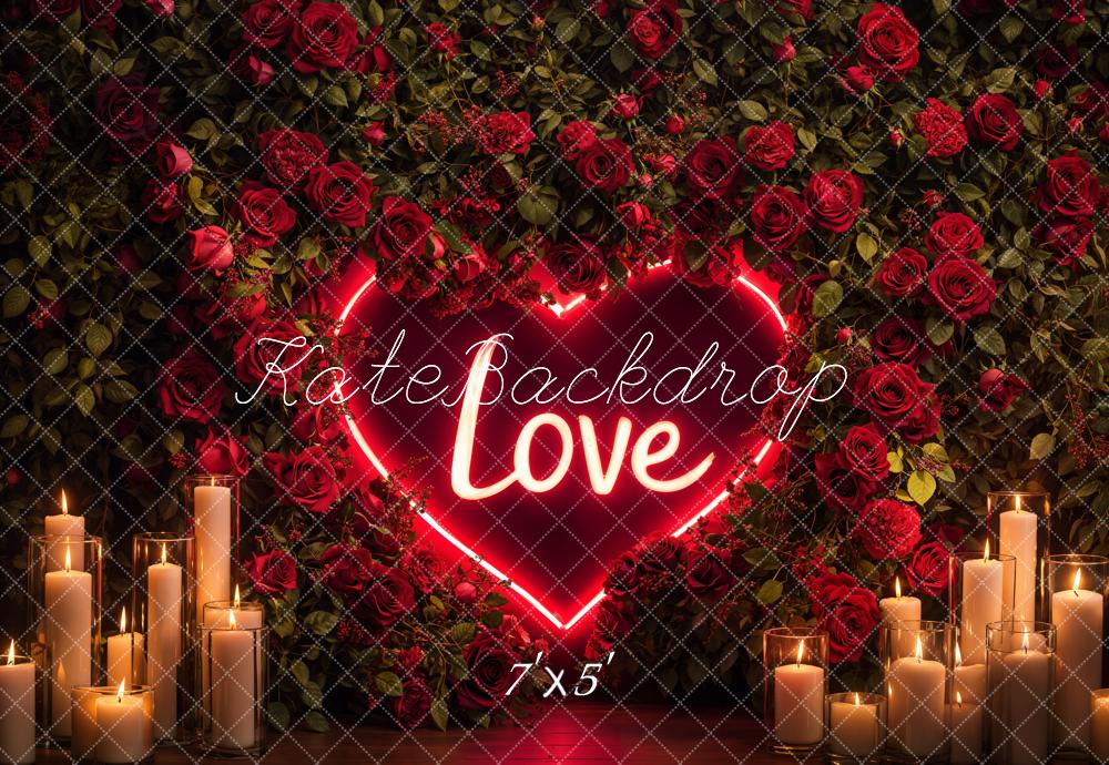 Sfondo di Candele Romantiche a Cuore di Rosa per il Giorno di San Valentino Designed by Emetselch