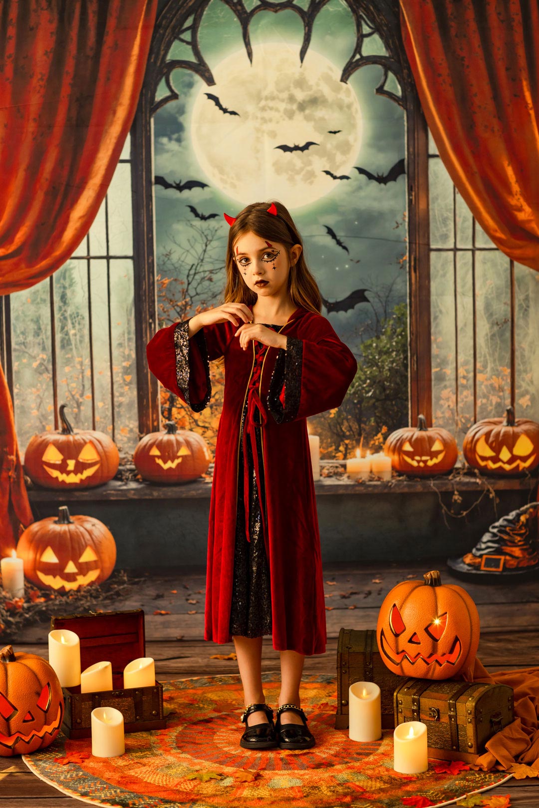 RTS Kate Halloween Fireplace Window Photo Kit Photography Backdrops&Props Themed Bundle
