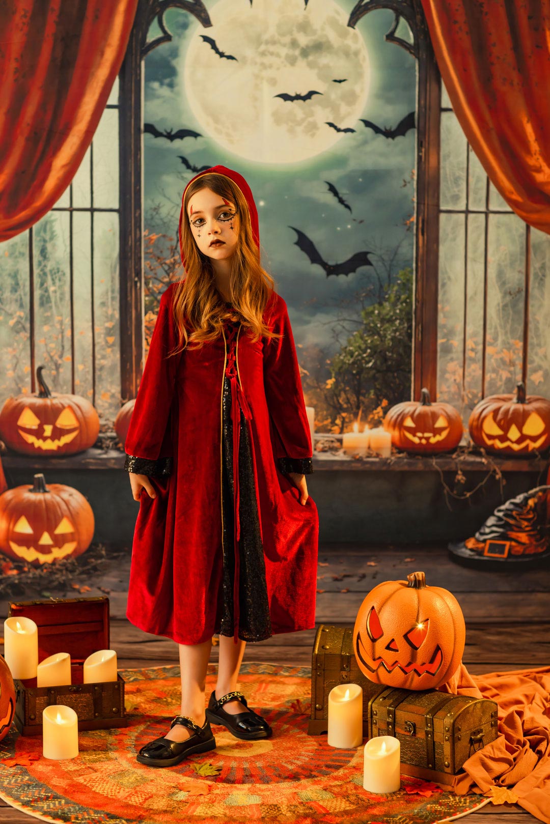 Kate Halloween Red Velvet Witch Robe Children's Dress