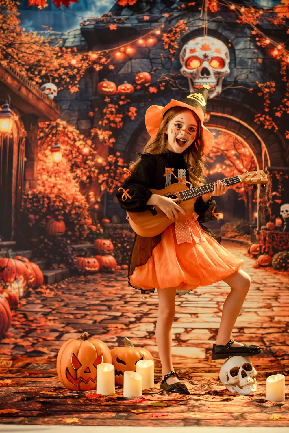 RTS Kate Halloween Street Photo Kit Photography Backdrops&Props Themed Bundle