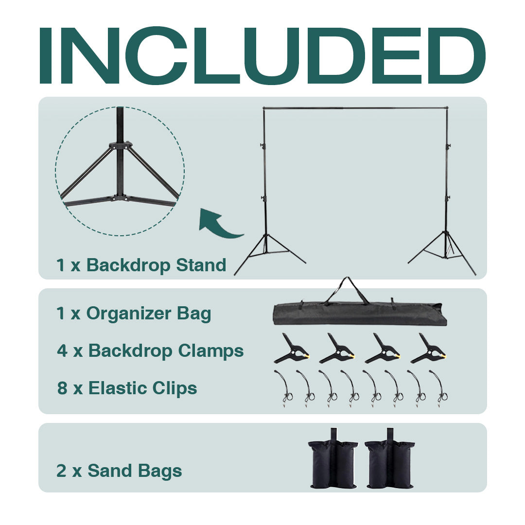 Apparatuur 8.5*10ft&10x10ft Zwarte Aluminium Foto Achtergrondstandaard (3cm Dik)