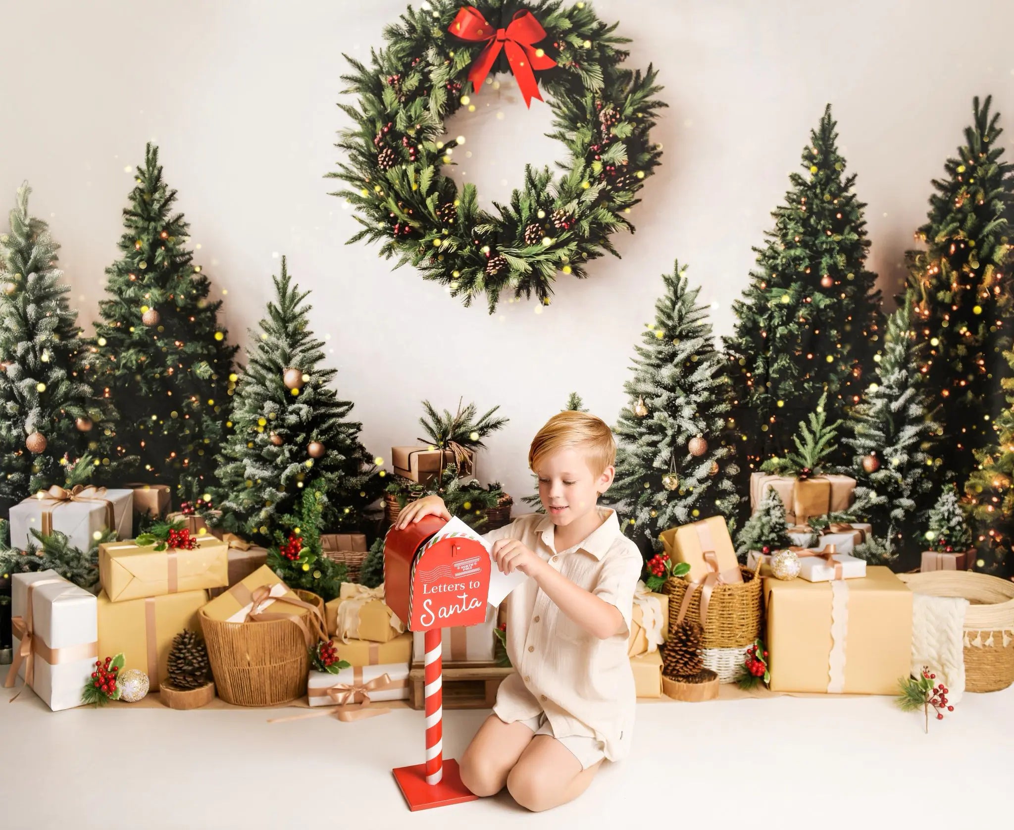 Kate Christmas Trees Wreath Basket Backdrop Designed by Patty Roberts