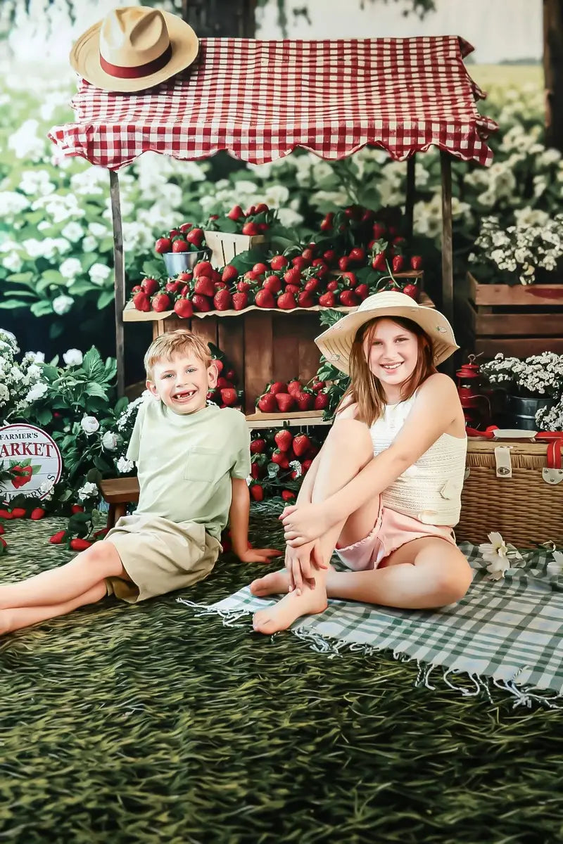 Stand de Fresas de Verano Flores Fondo diseñado por Emetselch