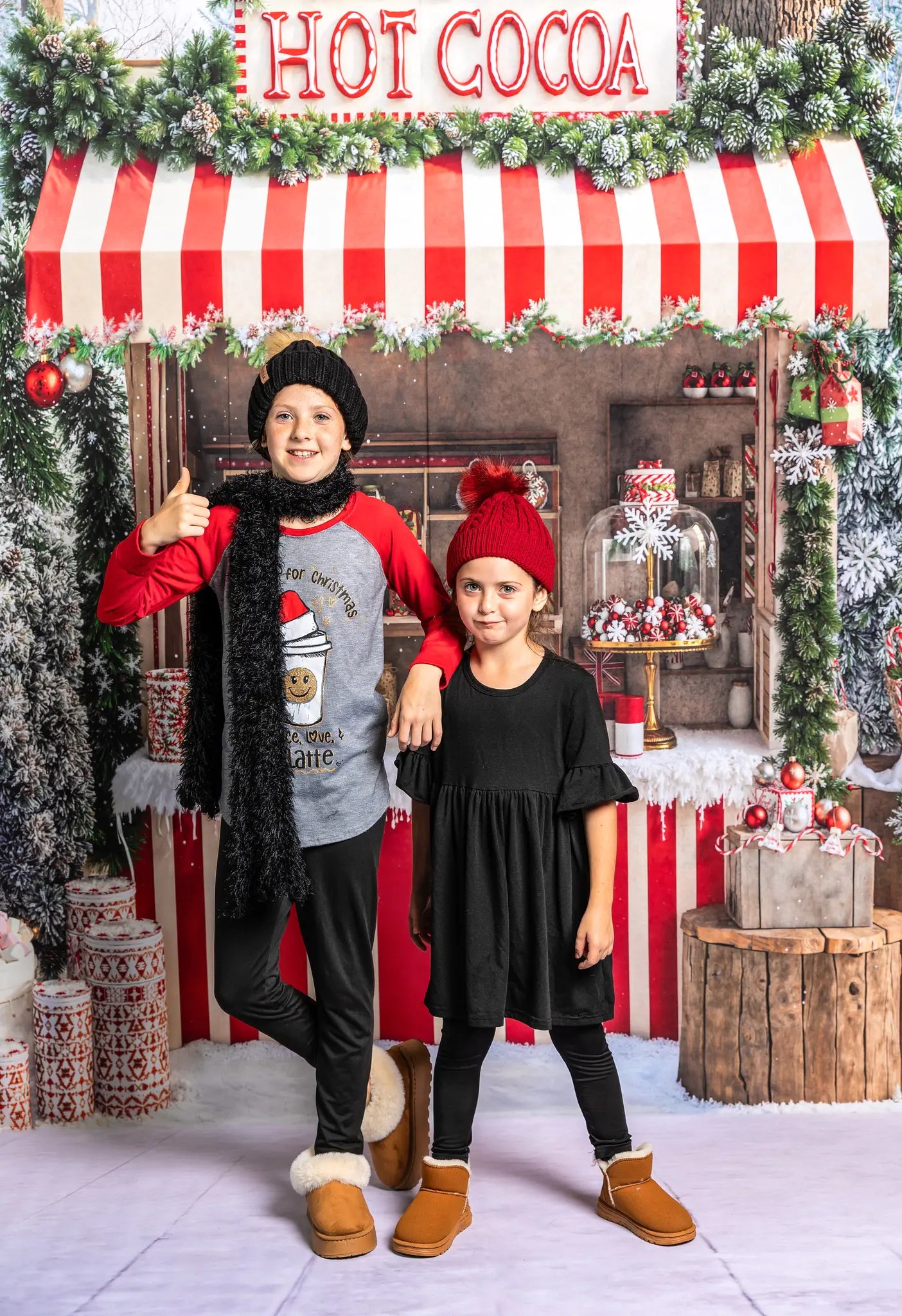 Kerst Hot Cocoa Stand Forest Snow Foto Achtergrond Designed by Emetselch