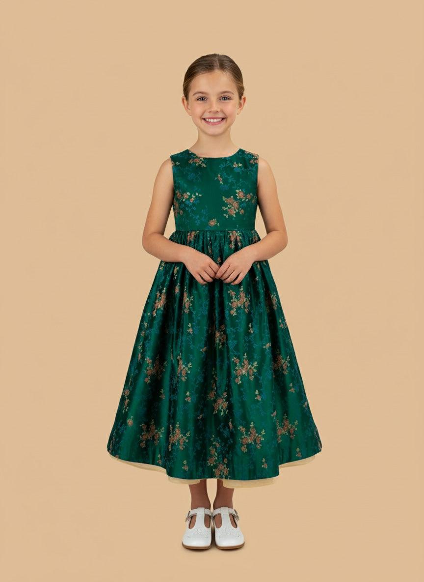 Kate Couture Green Floral Princess Girls Dress for Photography