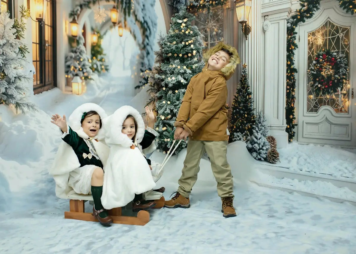 Kate Winter Retro White Flower Christmas Arch Hallway Room Set