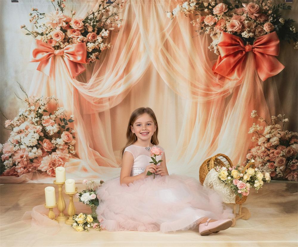 (Pre-sale 15days)Kate Mother's Day Floral Bow Photo Kit Photography Backdrops&Props Themed Bundle(US ONLY)