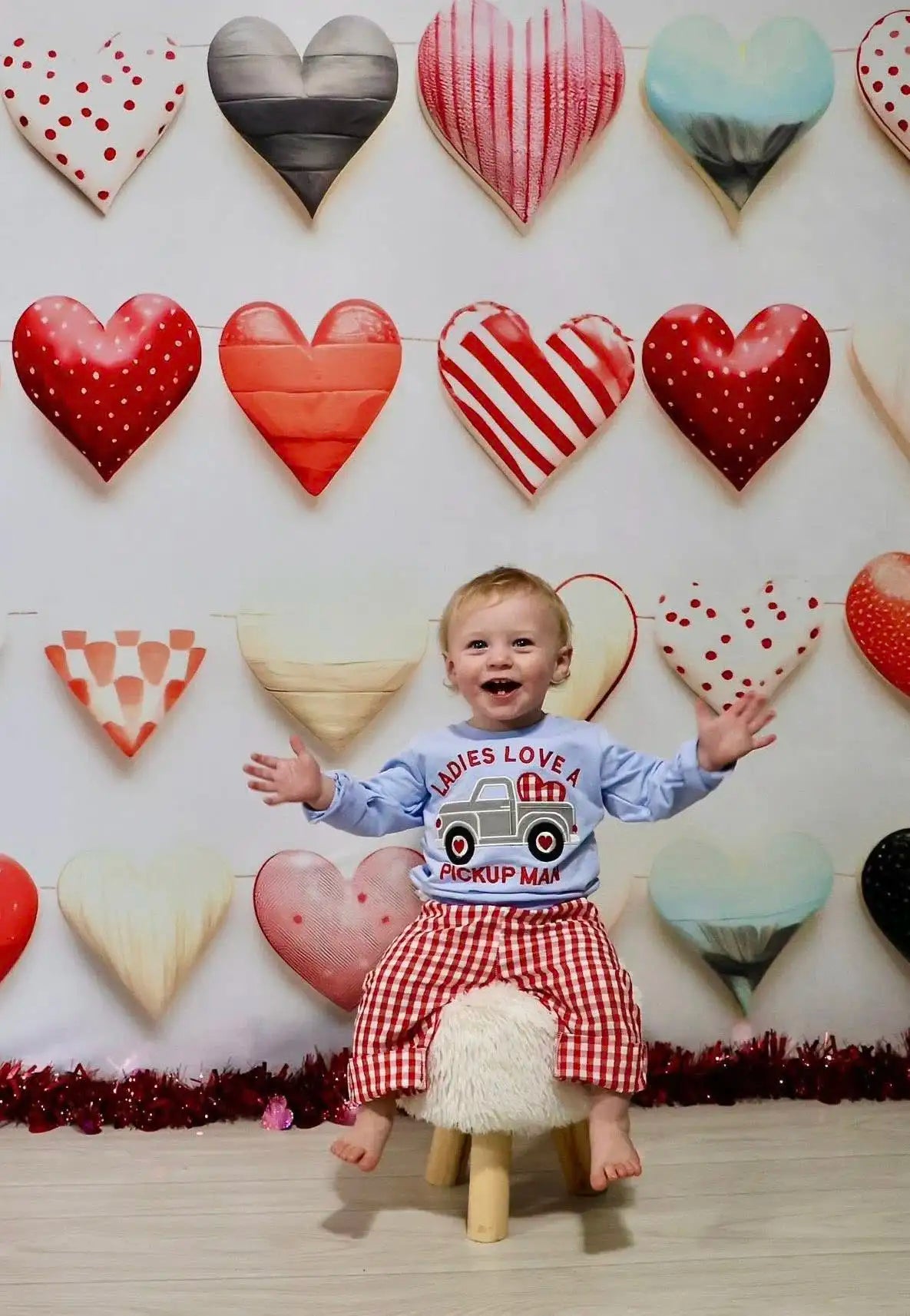 Kate Ceramic Valentines Day Hearts Printed Backdrop Designed by Patty Robert
