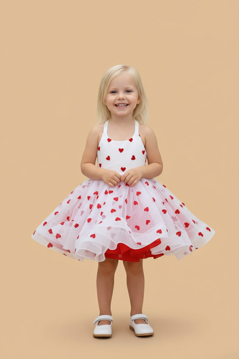 Vestido de niños escalonado en tonos rosados y morados para fotografía