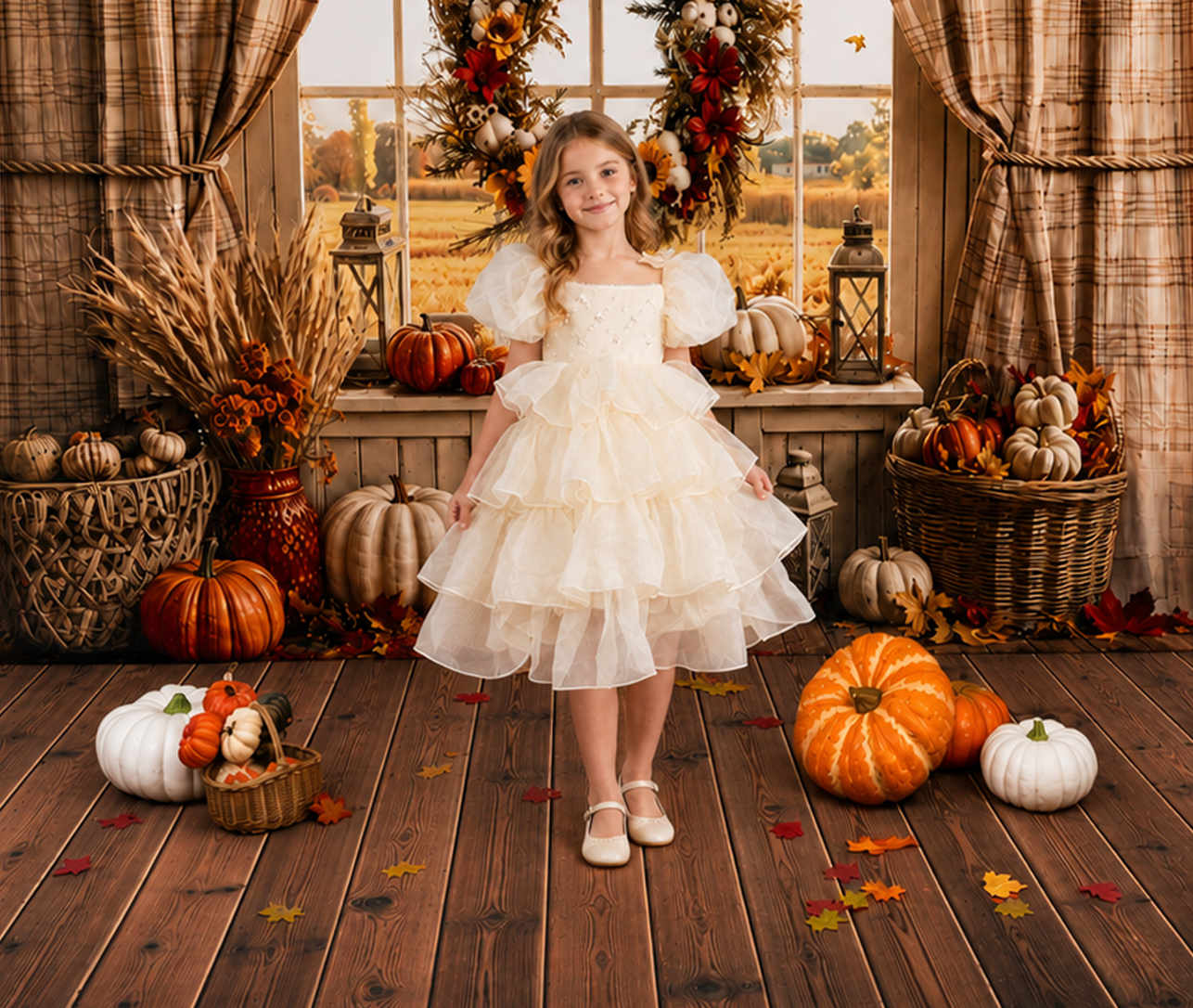 Kate Fall Window Wreath Pumpkin Photo Kit Photography Backdrops&Props Themed Bundle(US ONLY)