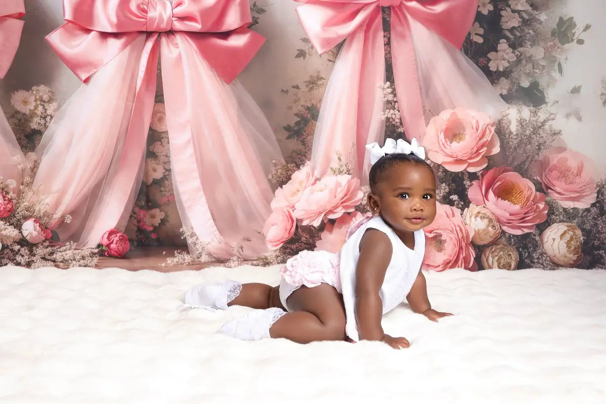 Fondos florales de la primavera en rosa con lazo diseñados por Emetselch