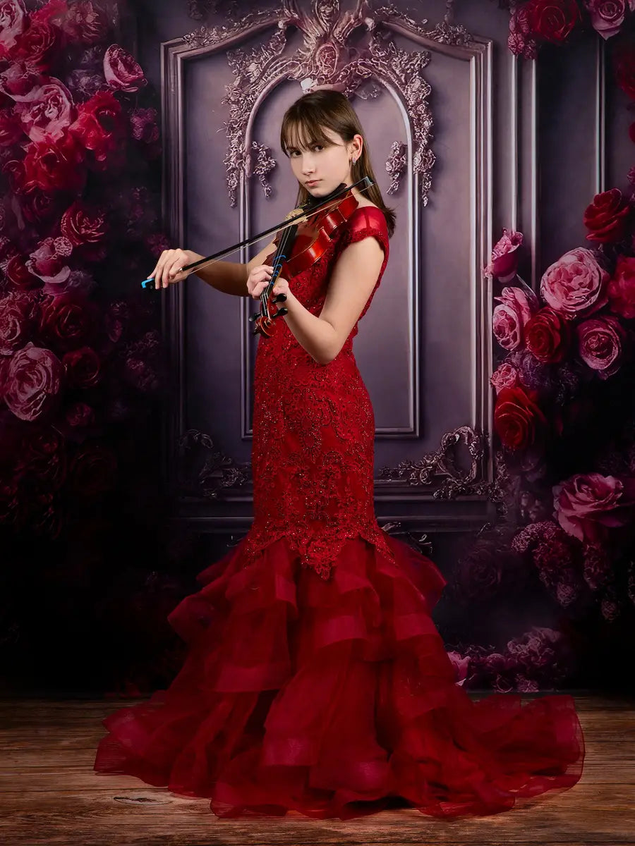 Romantische rozenbloemen vintage muurachtergrond voor fotografie