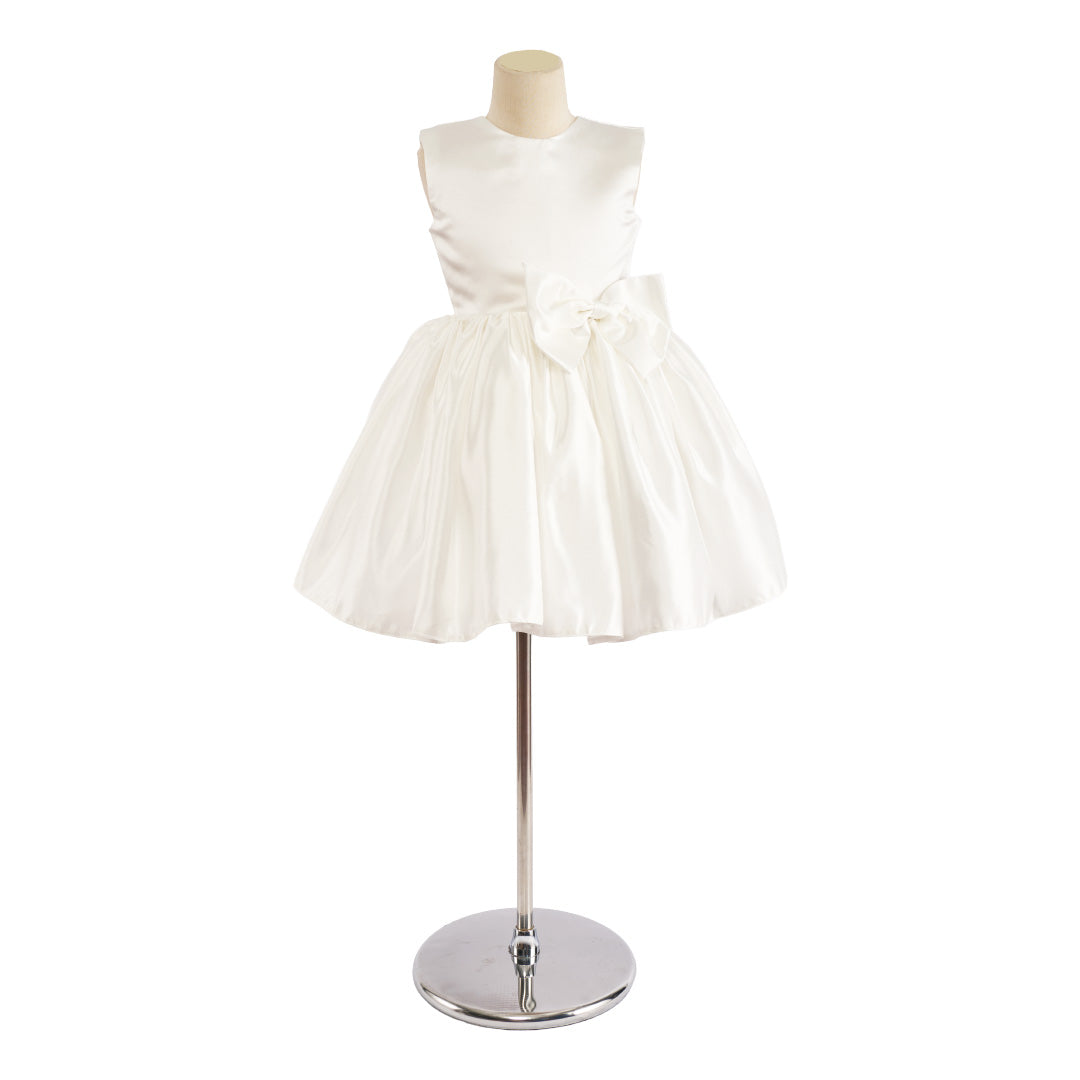 Kate Simple Bow White Dress for Children, 5Y