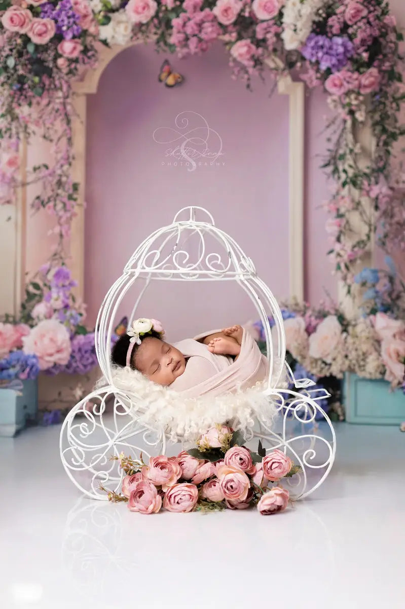 Kate Spring Wedding Floral Arch Pink Printed Backdrop Designed by Emetselch