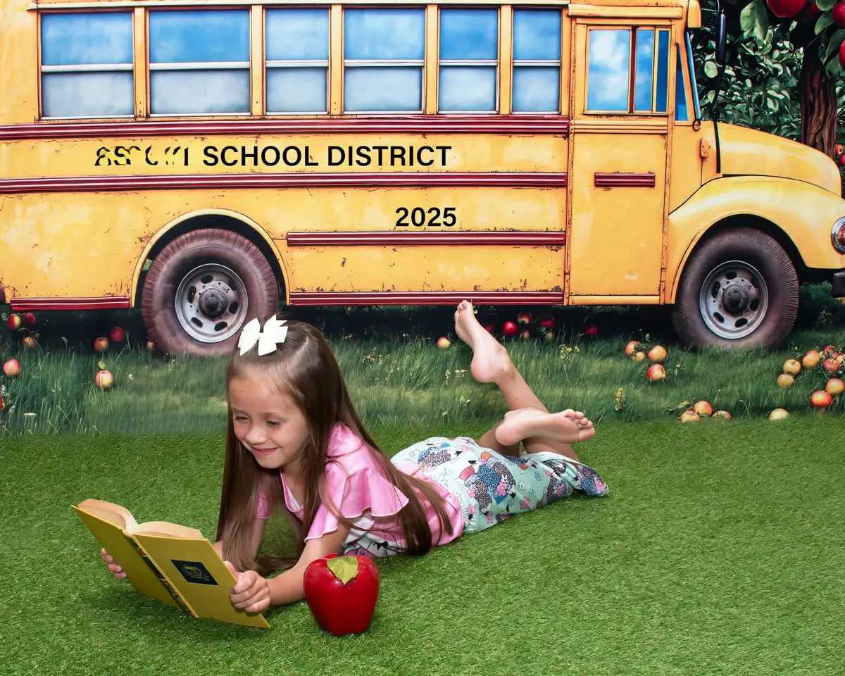 Kate School Bus Apple Orchard Backdrop Designed by Emetselch