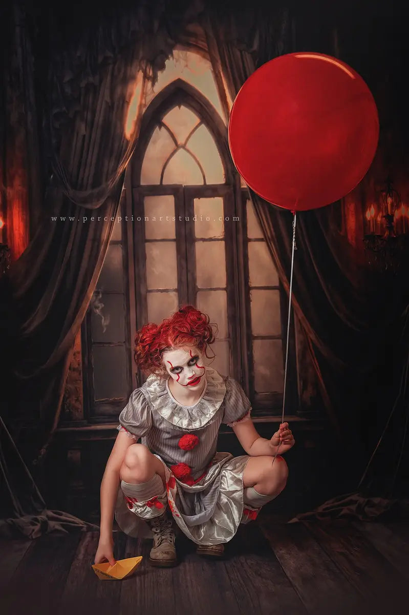 Halloween Donker Podium Gordijn Foto Achtergrond Ontworpen door Emetselch