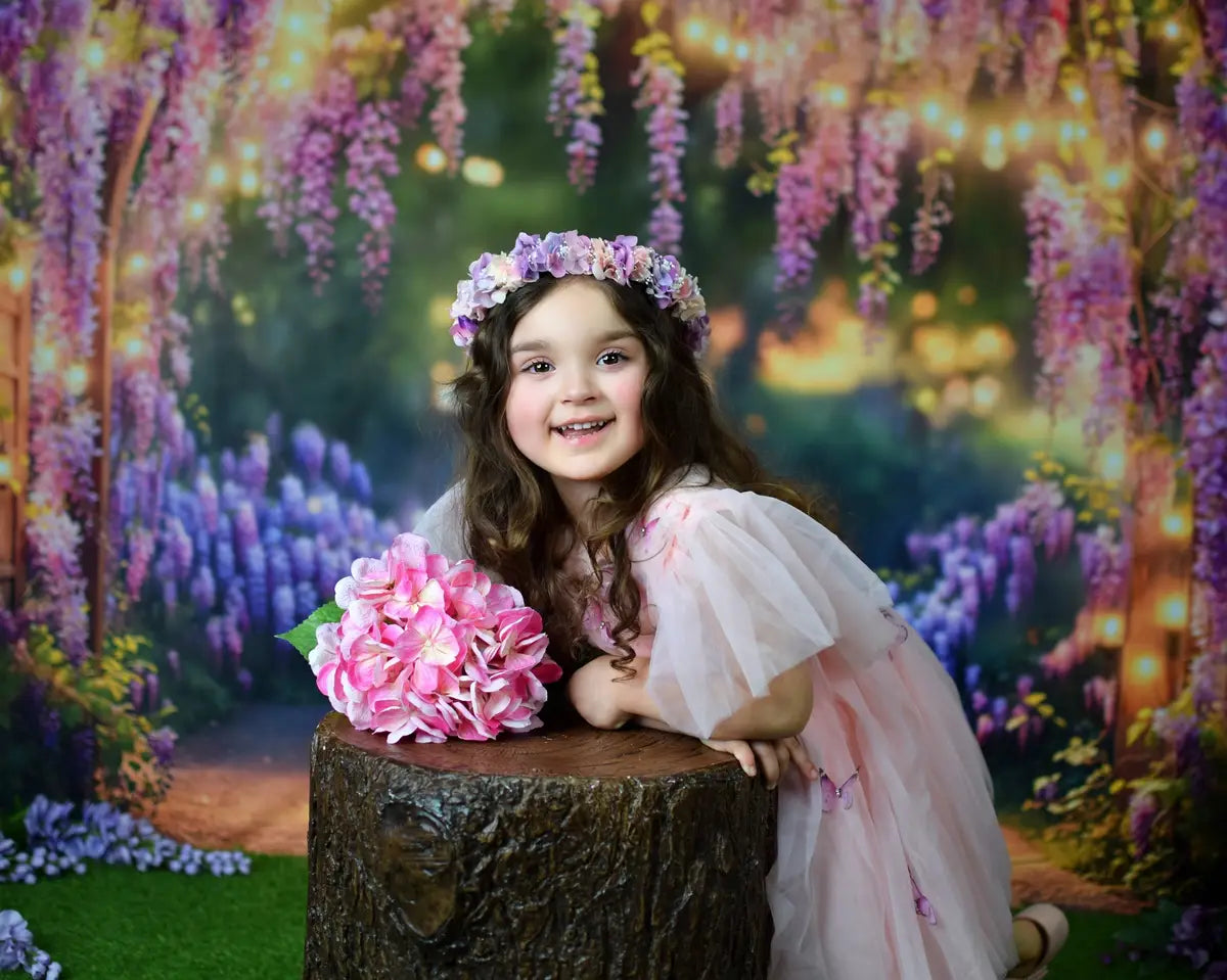 Kate Spring Fairy Wisteria Archway Lights Backdrop Designed by Emetselch