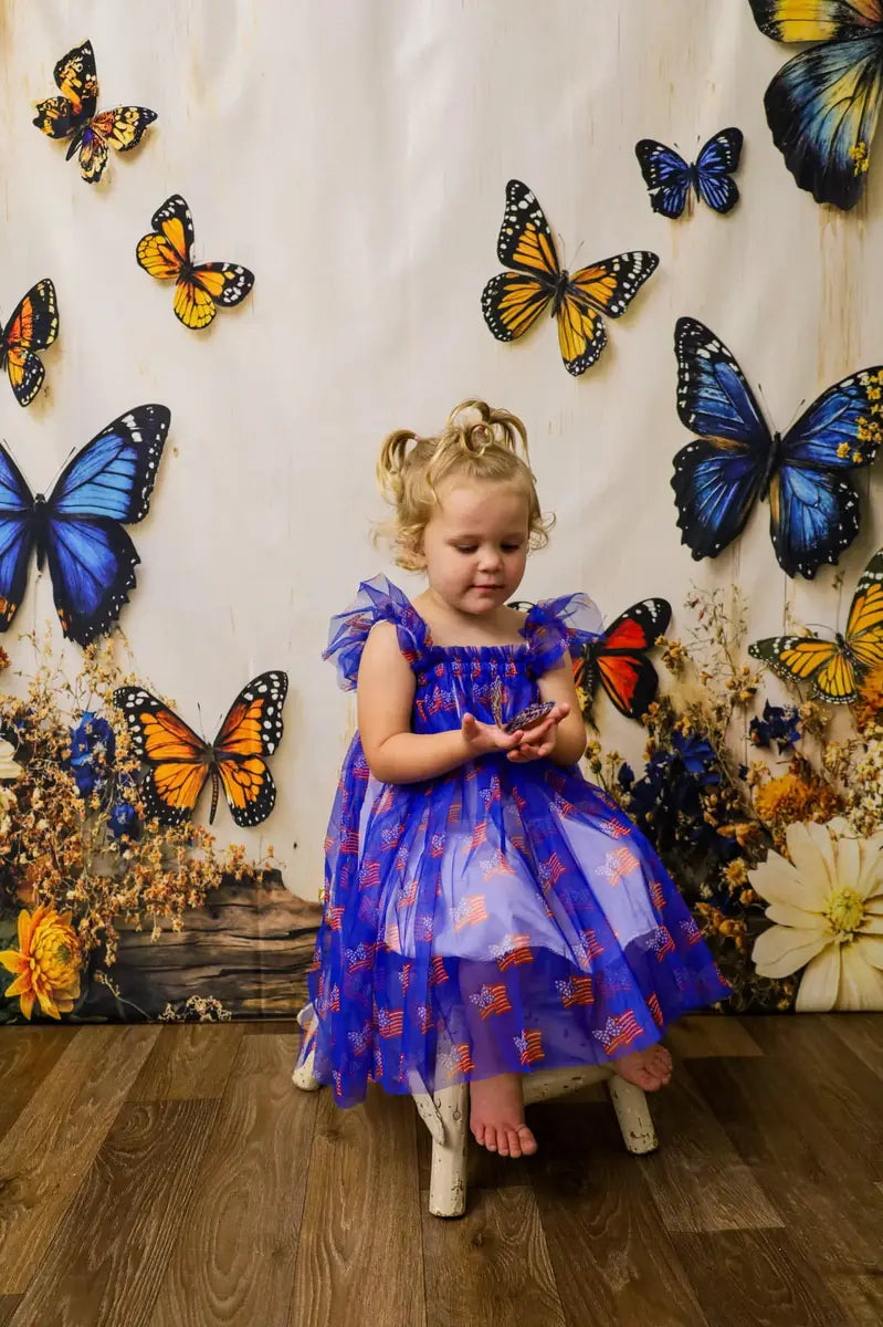 Kate Butterfly Floral Garden White Wall Backdrop Designed by Emetselch