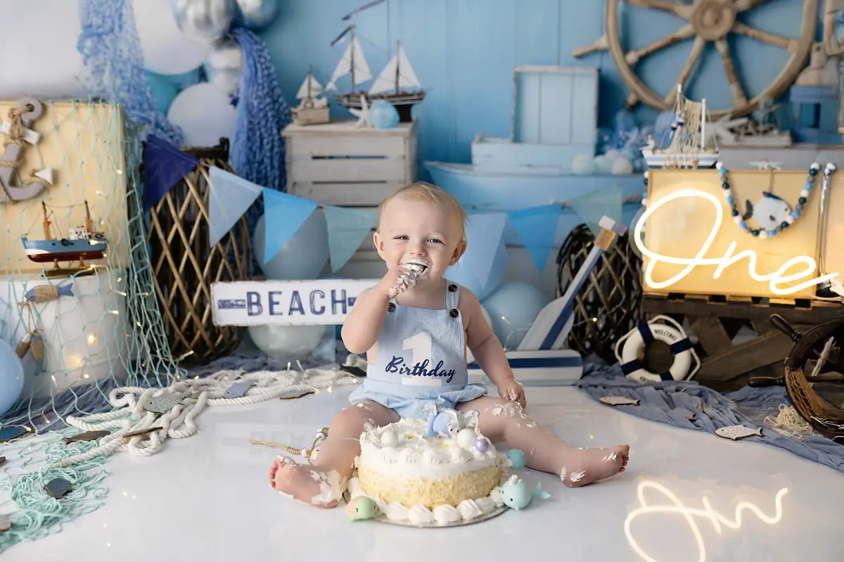 KBPA 2025 Kate Cake Smash Nautical Balloons Sailboat Backdrop Designed by Emetselch