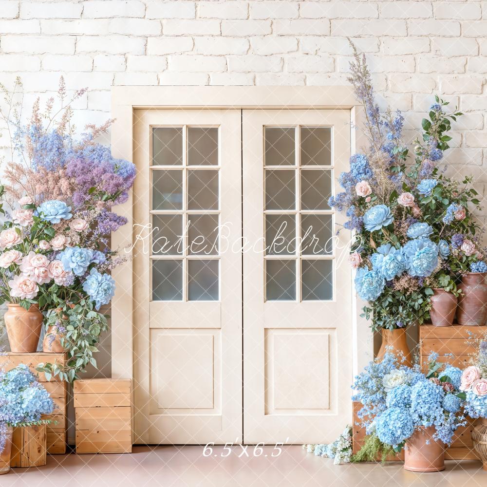 Kate Spring Cream Door Pastel Flower Arch Backdrop Designed by Emetselch