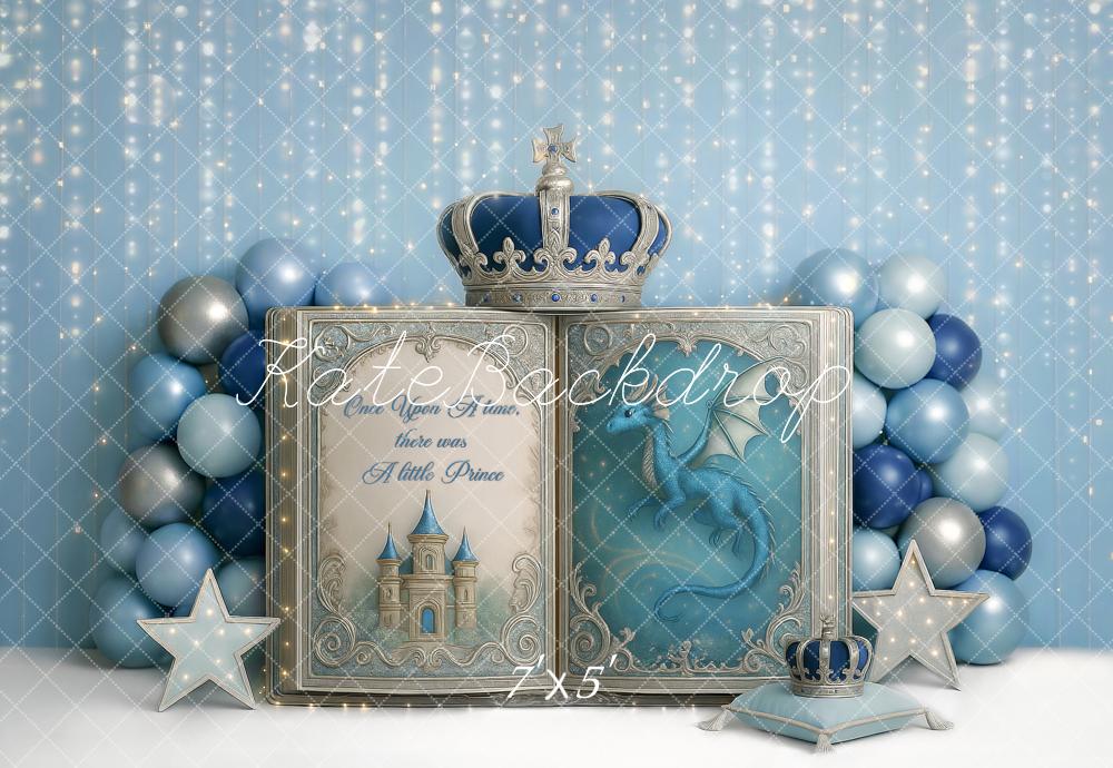 Kate Cake Smash Little Prince Crown Book Printed Backdrop Designed by Ashley Paul
