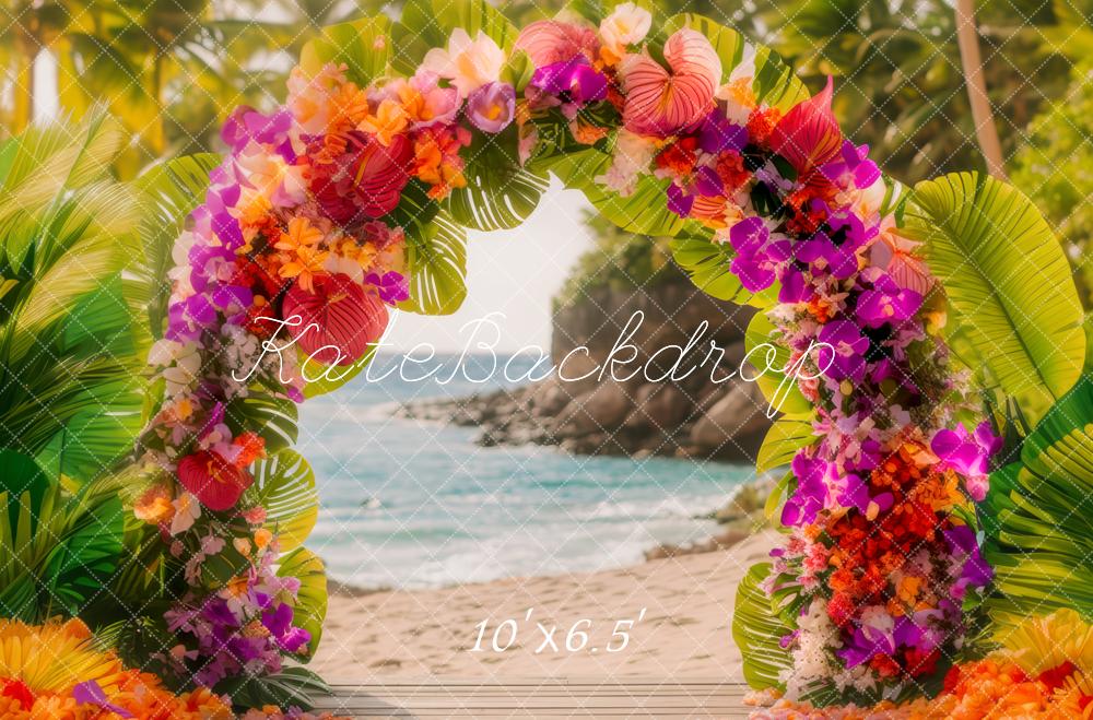 Verano Tropical Arco de Flores de Playa Fondo