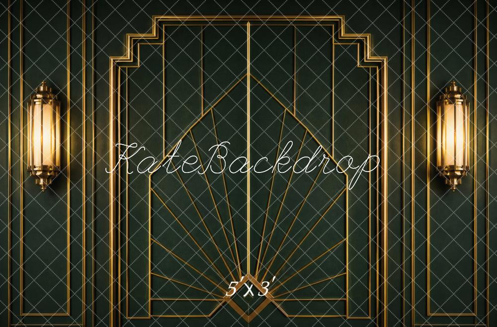 TEST Kate 20's Retro Art Deco Wall Sconce Dark Green Printed Backdrop Designed by Vertigo Productions