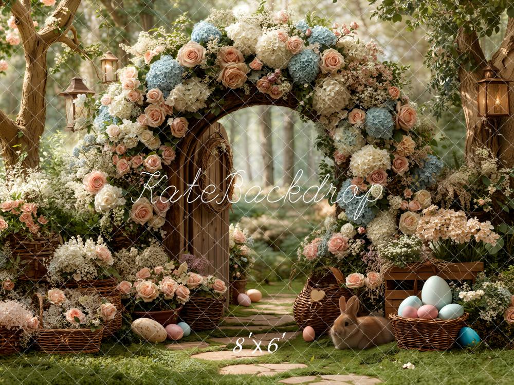 Kate Easter Bunny Flower Arch Pastel Eggs Forest Backdrop Designed by Emetselch