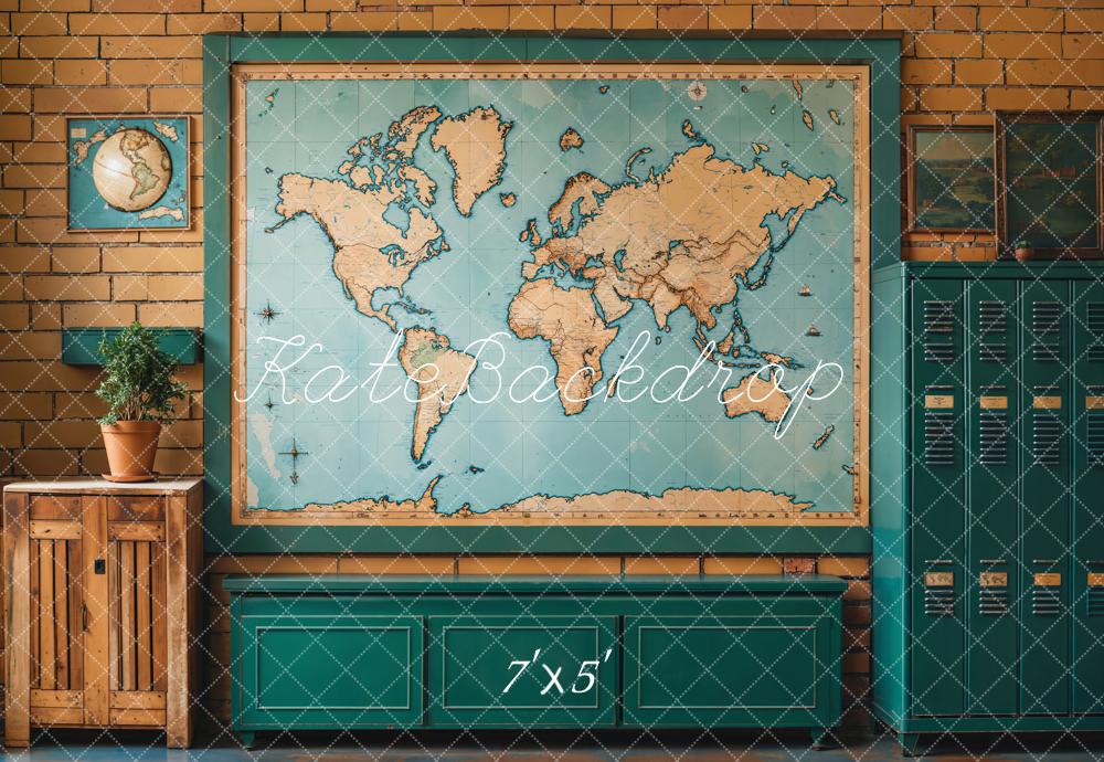 Fondo Escolar de Mapa Mundial Vintage de Graduación Designed by Emetselch