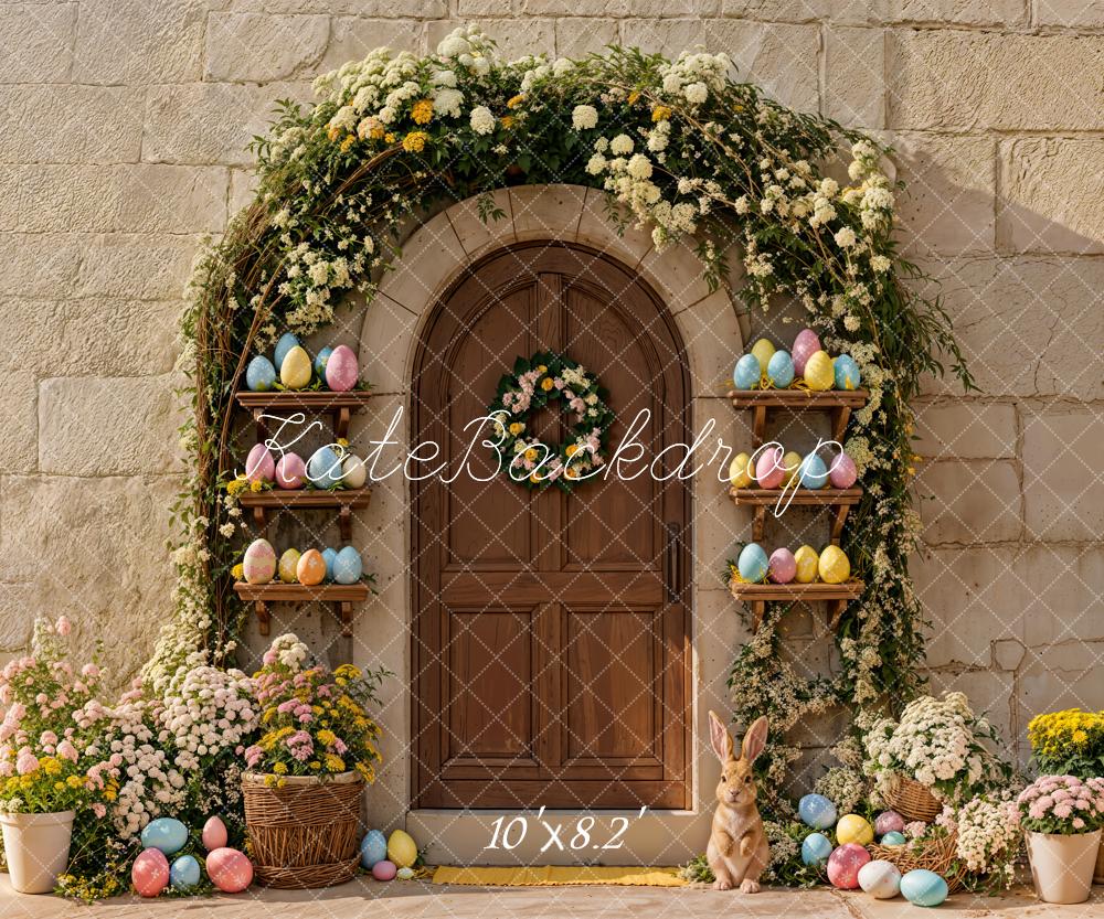 Kate Easter Bunny Flower Arch Door Eggs Stone Wall Backdrop Designed by Emetselch
