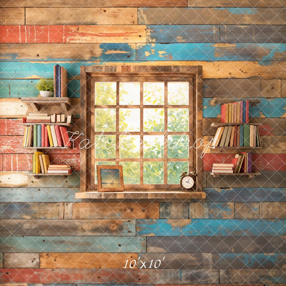 Back to School Foto Achtergrond Framed Window Retro Kleurrijk Wand Designed by Chain Photography