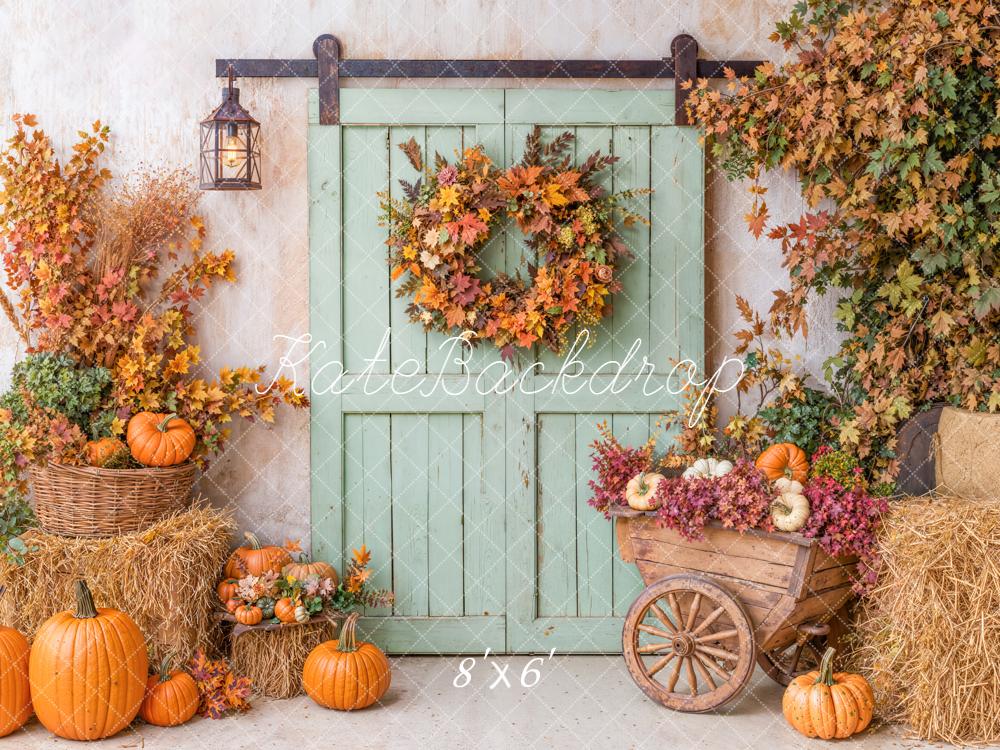Fondo de puerta de calabazas rústicas de otoño diseñado por Emetselch