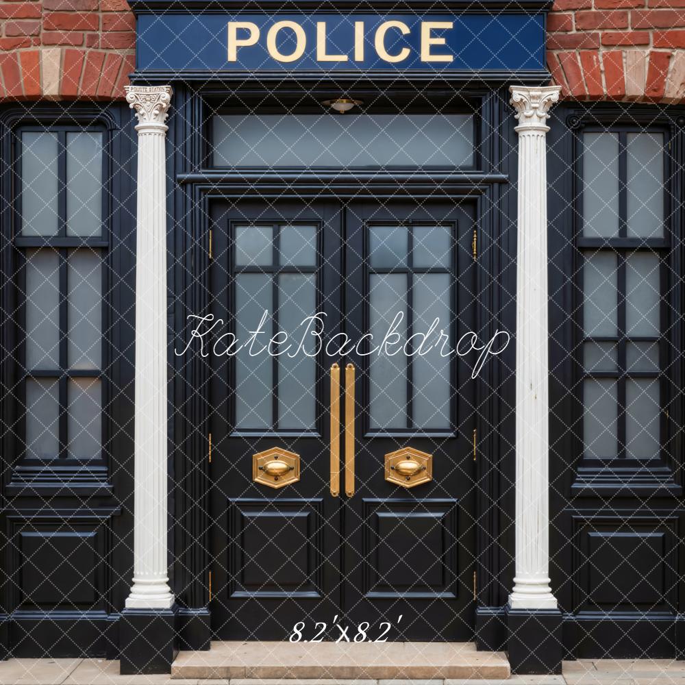 Kate Police Station Brick Wall Columns Door Backdrop Designed by Emetselch