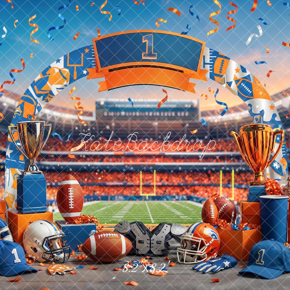 Kate Sports Football Stadium Arch Trophies Helmets Printed Backdrop Designed by Chain Photography